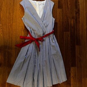 Chetta B Blue and White Striped Dress